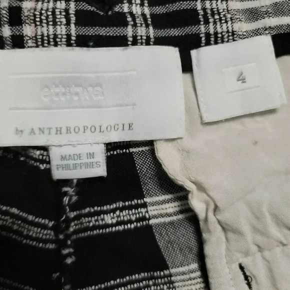 Anthroplologie Ett:Twa size 4 Plaid Black/White wide leg Casual cropped Pants - Picture 4 of 11